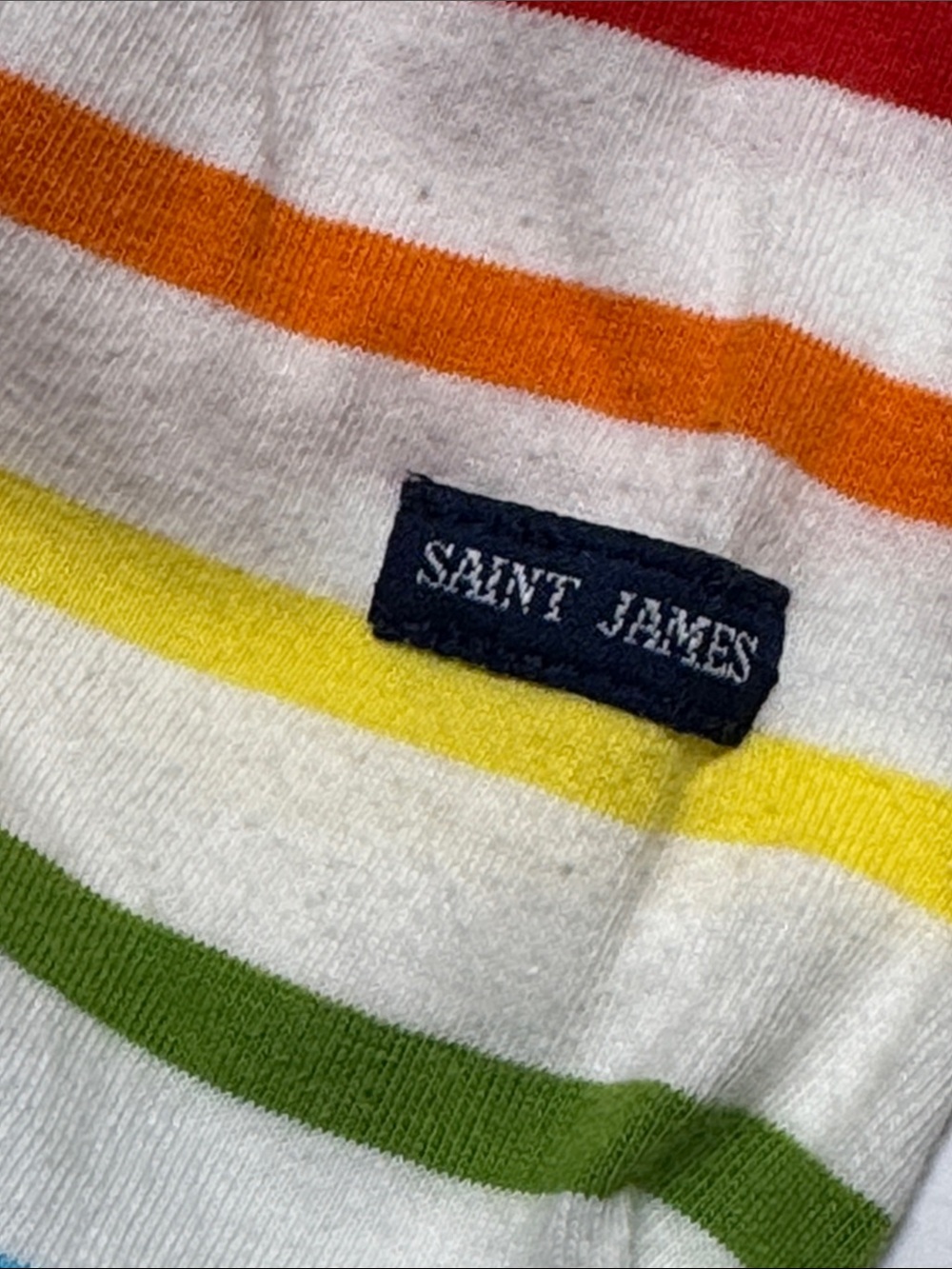 SAINT JAMES L'atelier Multicolor Rainbow Stripe Long-Sleeve Boat Neck Tee M - Picture 3 of 10